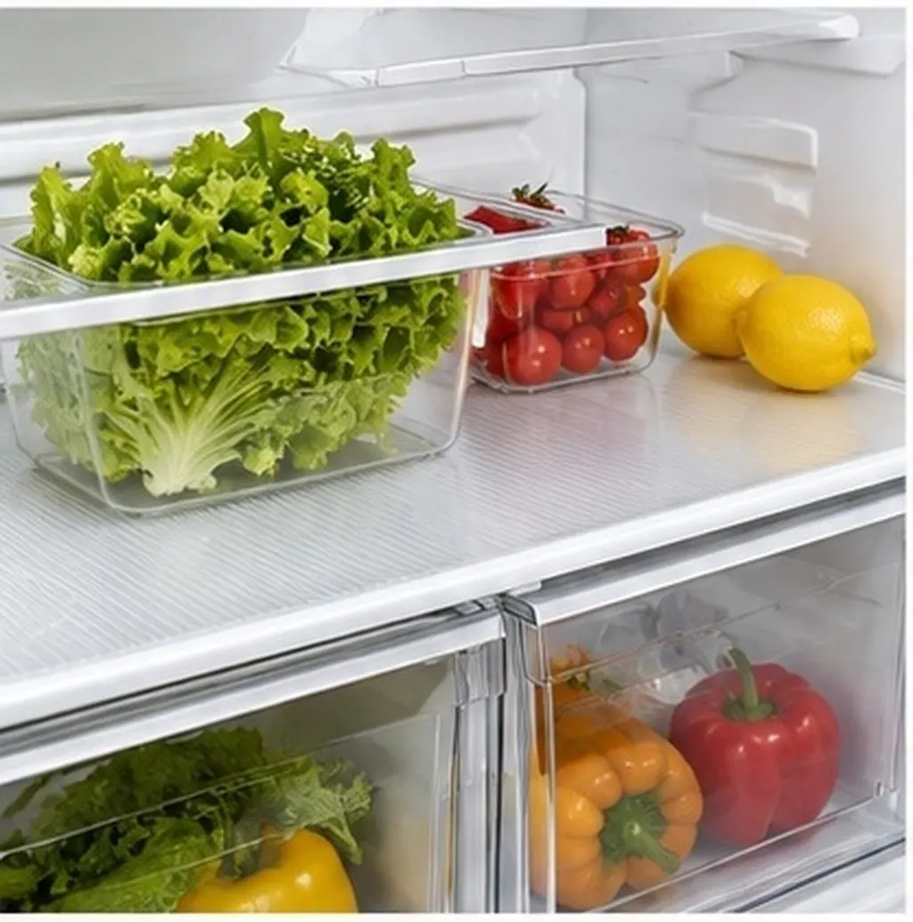 Silicone Fridge Liners Waterproof Oilproof Grooved Surface Spill Catcher for Refrigerator Shelves Drawers Cabinet Liners Kitchen