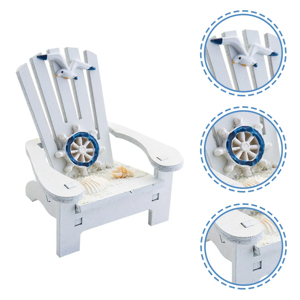 

2 шт. миниатюрных деревянных пляжных кресла в средиземноморском стиле для декора дома, офиса, детской комнаты, мини-кресла для пляжного ландшафта