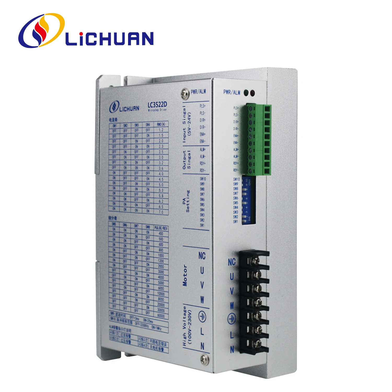 

Lichuan AC110V~280V 7A 400~60000ppr Драйвер с открытой петлей Шаговый 3-фазный Nema42 Драйвер шагового двигателя переменного тока с открытым контуром для станков с ЧПУ