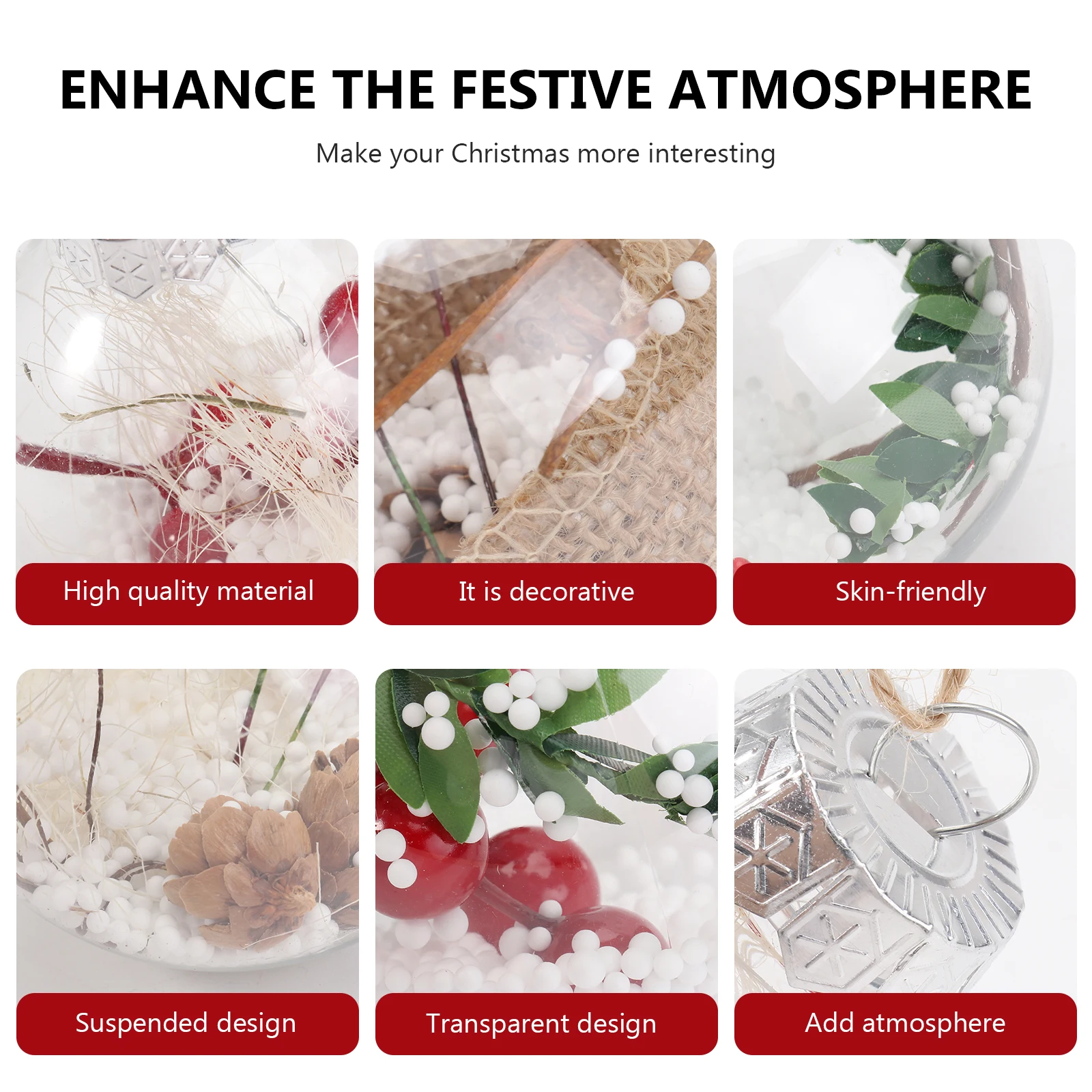 

Christmas Balls Festival Decorations Fireplace Tree Pendants Plastic Clear Fillable Ornaments