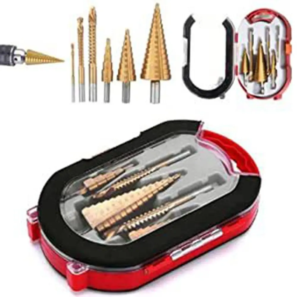 3-12/4-20/4-32mm段付きコーン型ドリル、3/6/8mm六角メタルホールカッター、HSS耐久性のある穴あけ工具、プラスチックシート用