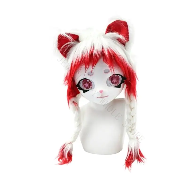 R7UF Soft Plush Furry Mask Festival Cosplay Equipment Comfortable Animal Headwear Perfect For Role Playing And Costume Event
