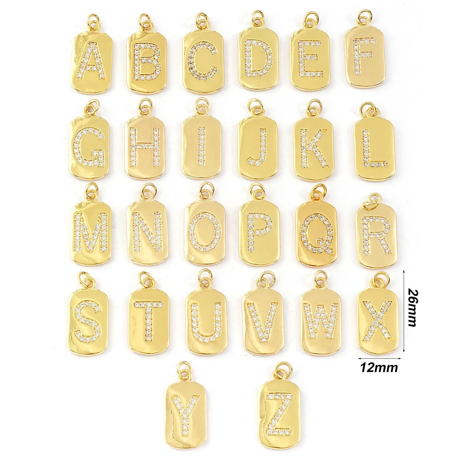 1 قطعة دلايات النحاس رأس المال اسم الرسالة مستطيل رسالة "A-Z" مايكرو تمهيد زركون قلادة عقد دي اي واي مجوهرات 26 مللي متر x 12 مللي متر #2