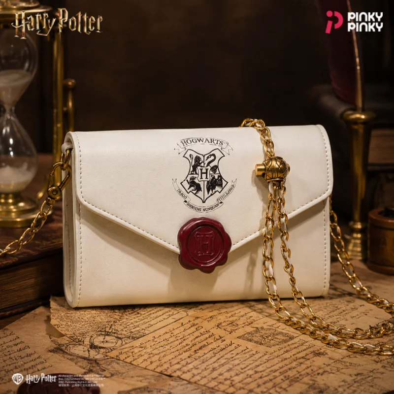 Bolso bandolera Pinky Harry Potter Hogwarts con sello de cera y cadena, para uso diario, regalo de Halloween o cumpleaños para estudiantes, fans y mujeres.