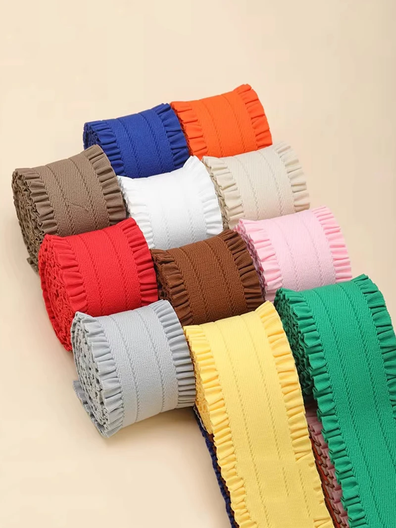 Bande élastique ondulée de 50mm pour garniture de couture, 1-5Yards, bandes de caoutchouc pour ceinture, vêtements, robes, rubans décoratifs, bandes élastiques en dentelle