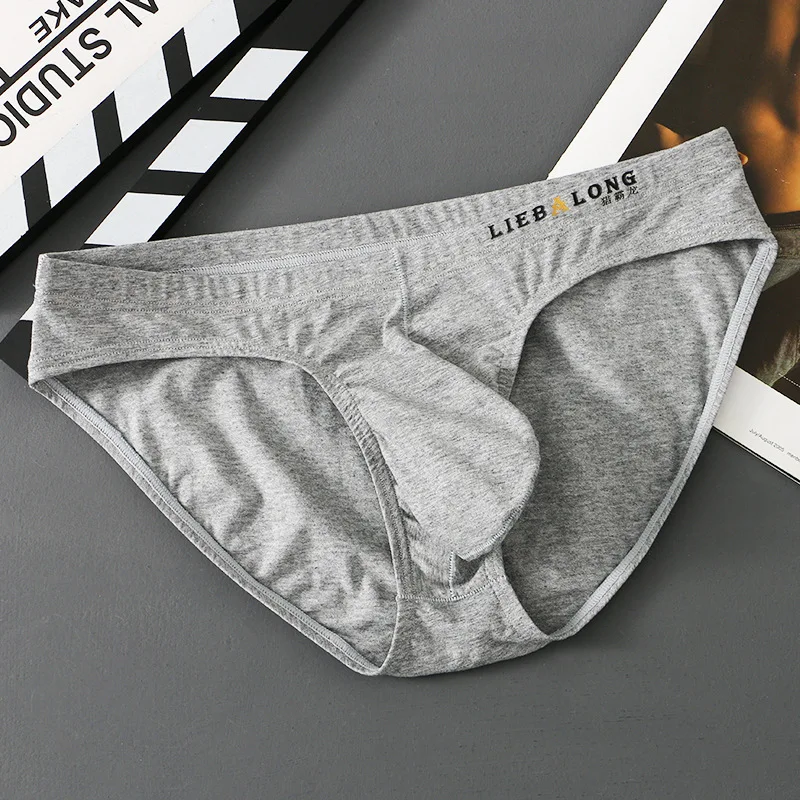 

Men Sexy Brief Underwear Seamless Cotton Breathable Comfort Sweat Absorp Sports Panties Youth Low-rise U Convex Pouch Underpants