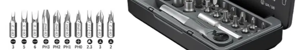 

Набор отверток с храповым механизмом 25 в 1 с 25 различными битами, изгибом 90 градусов, легированной сталью, регулируемой ручкой, торцевым инструментом