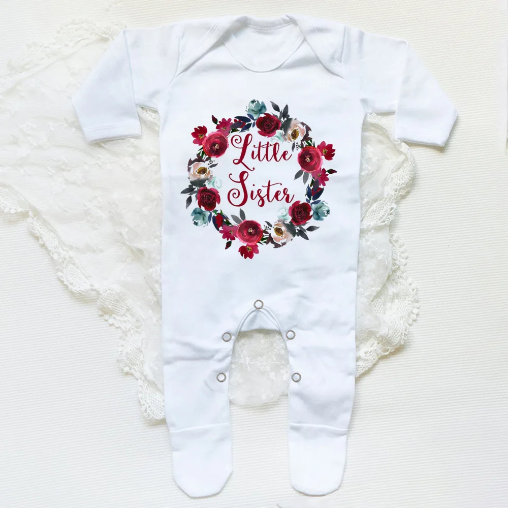 Siblings Matching T-shirt & Baby Grow Big Sister Little Sister Family Match Outfits Pregnancy Annoucement Baby Shower Gift