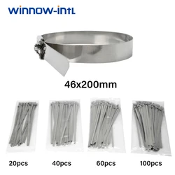 20/40/60/100 Uds 4,6*200 brida de Metal de acero inoxidable envoltura de escape bloqueo Metal Zip-escape brida de Cable de bloqueo multifuncional