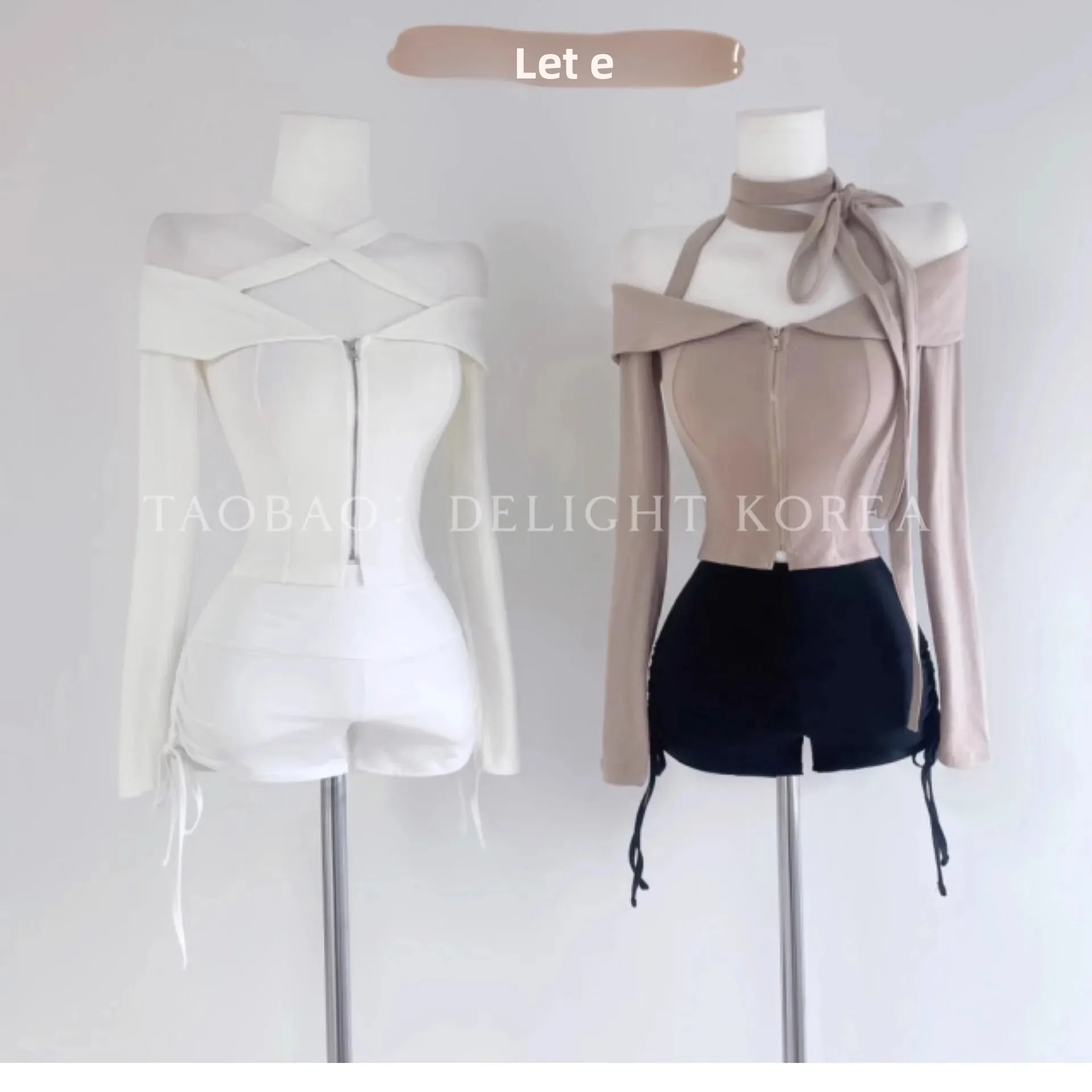 Dongdaemun الكتف عارية طويلة الأكمام تي شيرت المرأة حجم كبير الصدر تعزيز النمط الكوري الرغبة النقية سترة