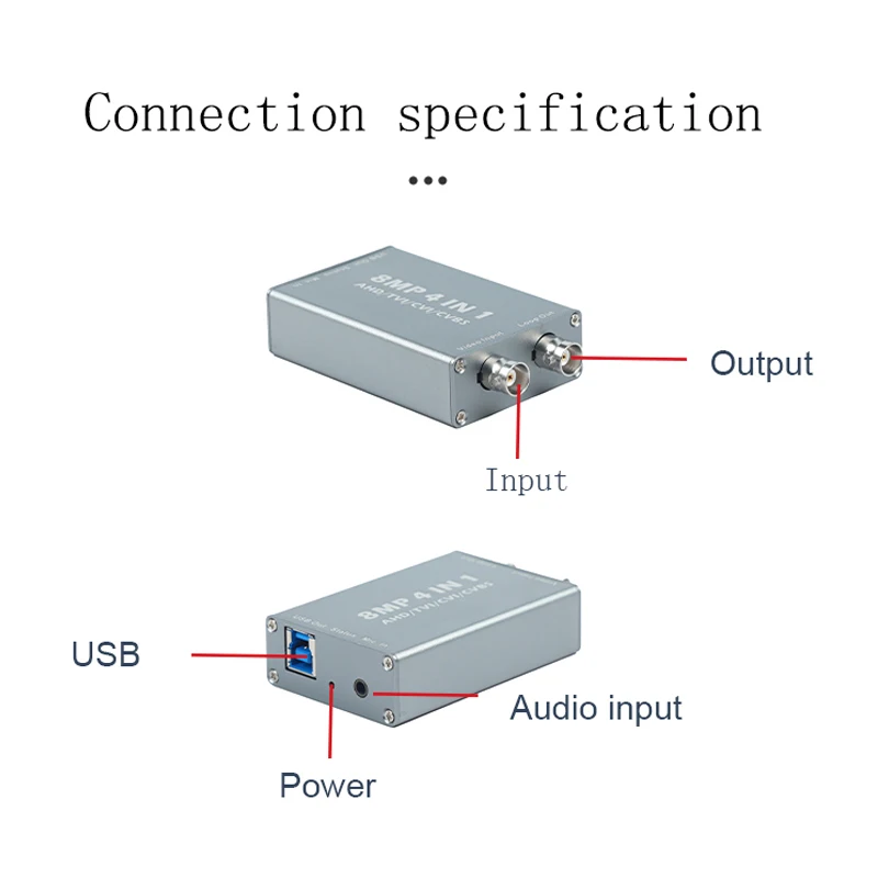 8MP 4-in-1 Video Capture Card AHD to USB Video Capture Card AHD TVI CVI Input and USB Output 1080 60fps Capture Plug and Play