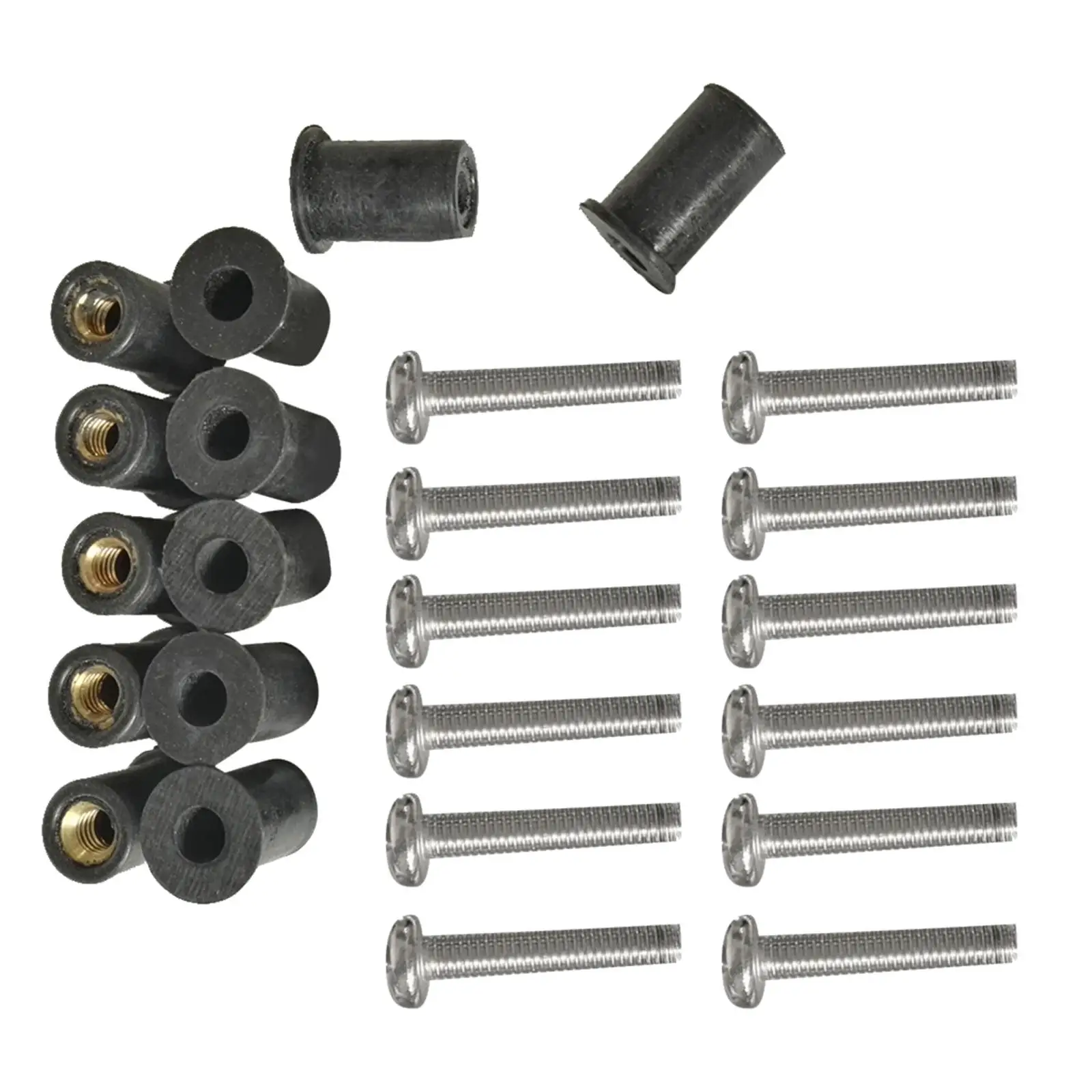 Marine Rubber Well Nuts Flanged Brass Insert Fastener Kit with Stainless Bolts for Kayak Boat Supplies