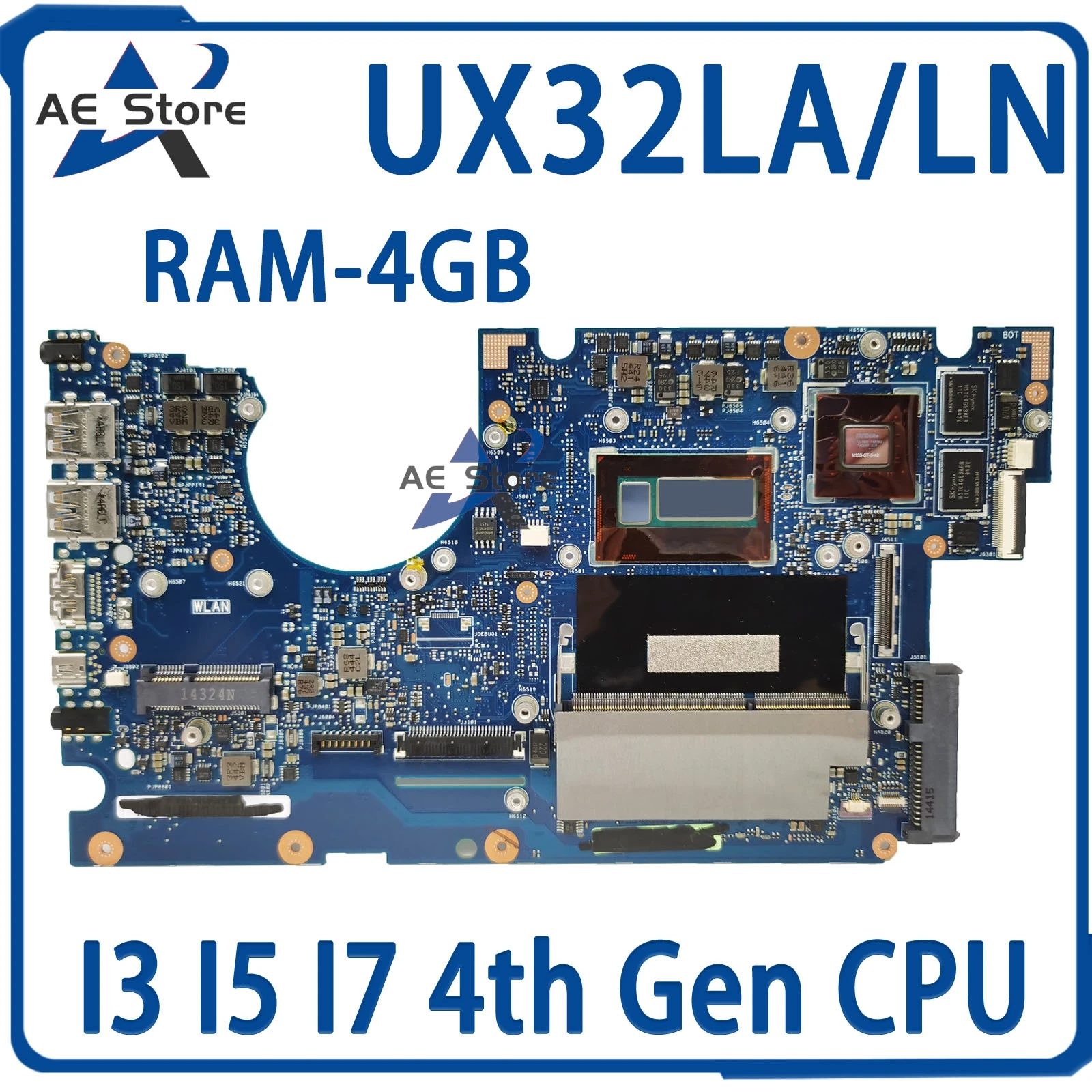 

UX32LA/LN Mainboard For ASUS UX32LN UX32L UX32LA BX32LN BX32LA Laptop Motherboard I3 I5 I7-4th Gen UMA/GT840M 4G/RAM