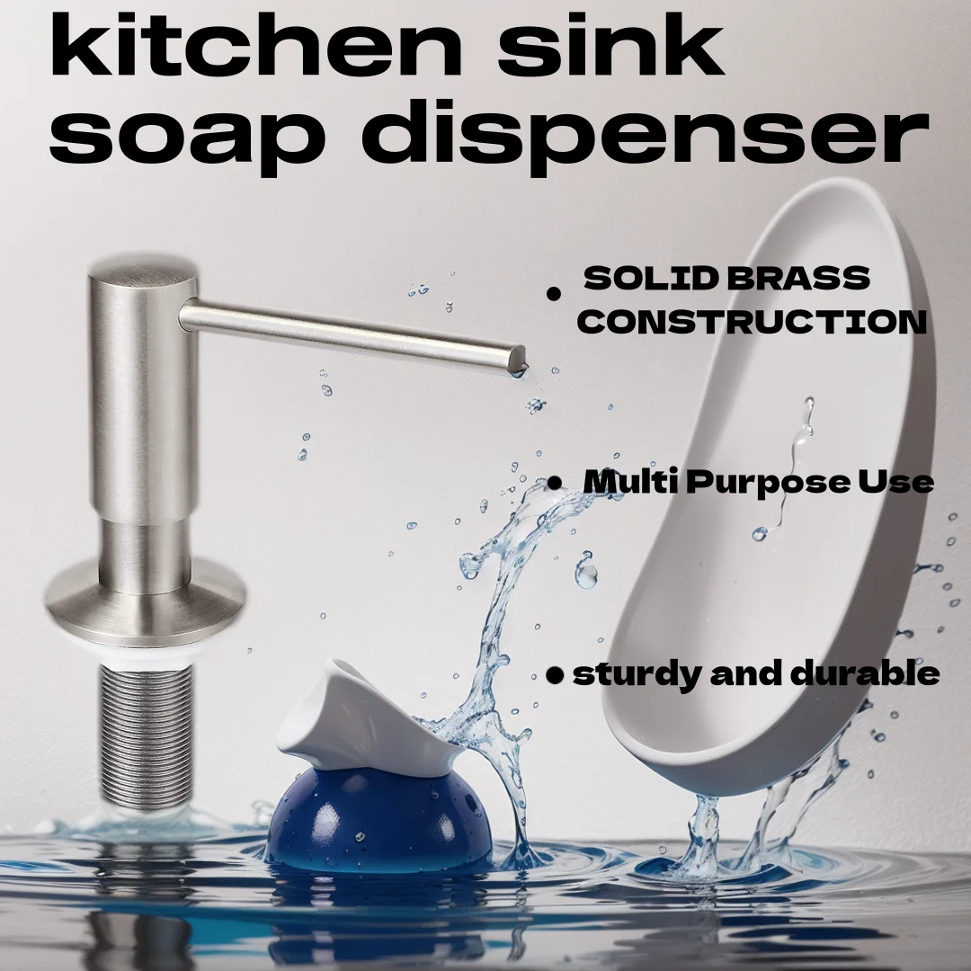 Brass Dental Canal kitchen sink soap dispenser Kitchen sink accessory Bathroom countertop dispenser with 15 OZ container bottle