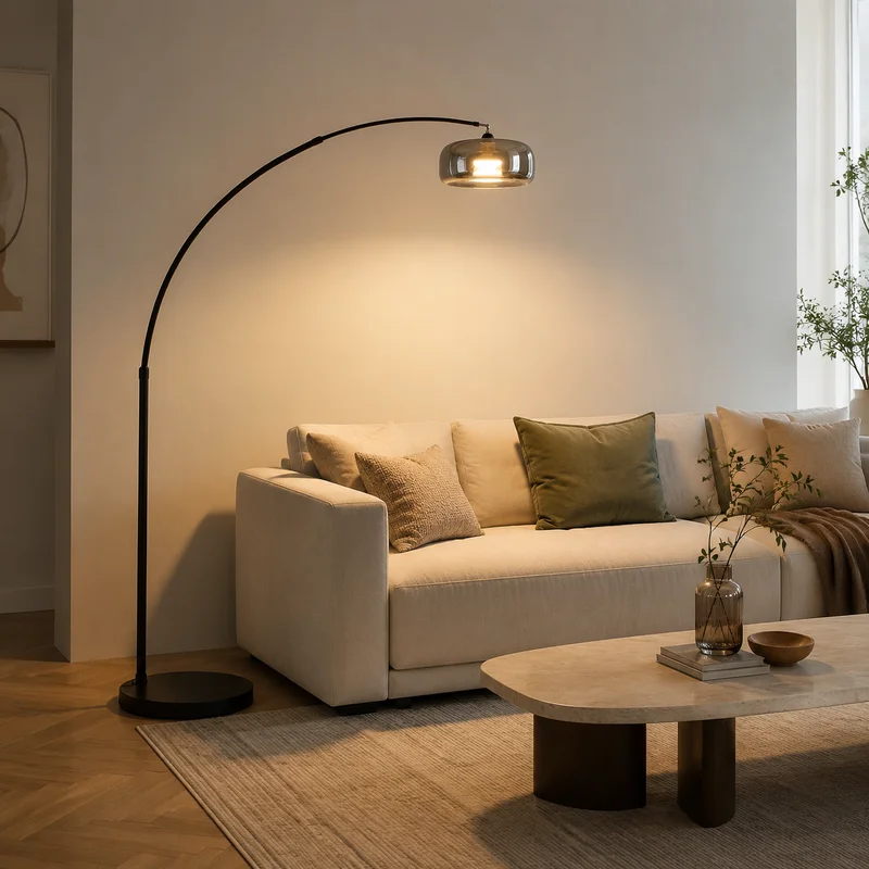 Modern Italian Glass Arc Over Sofa Curved Arm Sculptural Design For Living Room Bedroom Corner Reading Home Decor Floor Lamp