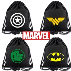 New Marvel Series Canvas Drawstring Backpack Batman Student Large Capacity Shoulder Bag Cartoon Storage Bag Drawstring Backpack