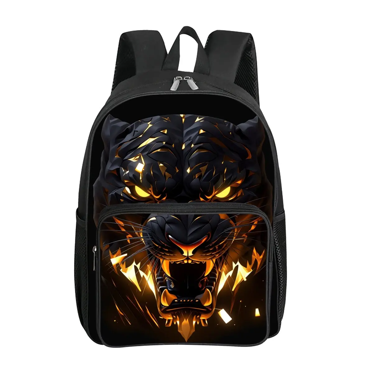 

Cute Tiger King Pattern Square Front Pocket Backpack for Boy and Girls Best Gifts 2D Flat Cartoon SchoolBags for Children