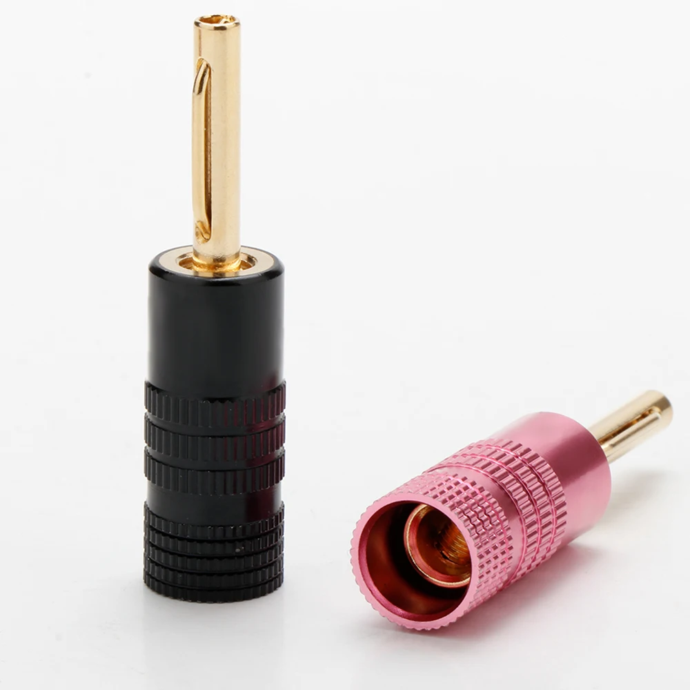 Cavo per altoparlante audio HiFi Connettore a banana Spina a banana rosa/nera placcata oro per amplificatore fai da te Cavo per altoparlante audio 4 pezzi