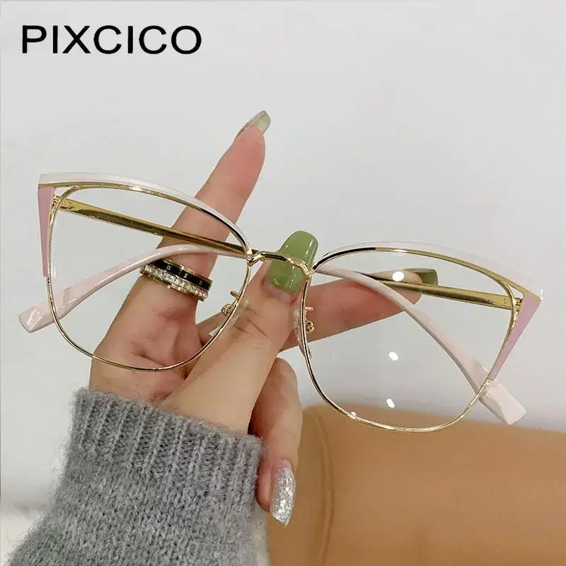 R56771 Fashion Cat Eye Hollow Out Presbyopic Eyewear Dioptric +0.5 ~ +3.0 Women New Metal Coloured Eyebrow Frame Reading Glasses