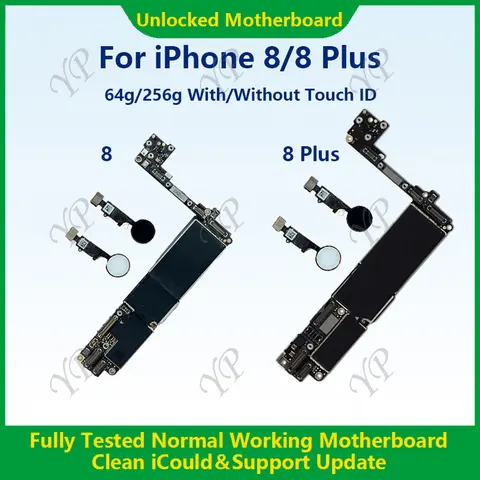 Fully Tested 100% Working Motherboard For iPhone 8/8Plus Mainboard 64g/256g With/Without Touch ID Cleaned iCloud Fast Shipping