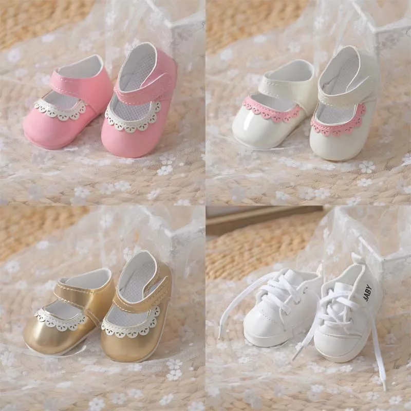 Nouveau 7.5-8cm chaussures de poupée pour 55cm Reborn poupée jouet 21 pouces bébé poupée accessoires mignon PU cuir poupées chaussures habiller fille jouets