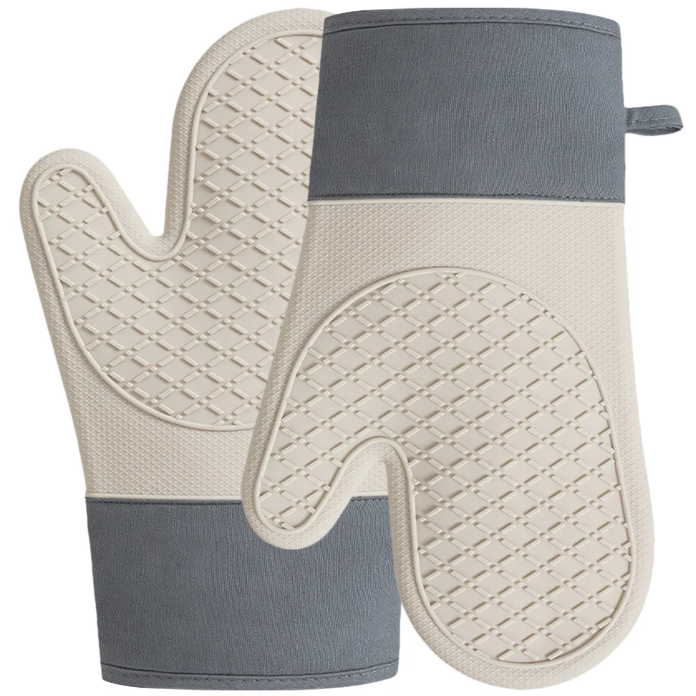 2 قطعة قفازات فرن مقاومة للحرارة قفازات خبز من السيليكون قفازات مطبخ معزولة غير قابلة للانزلاق لخبز شواية الميكروويف #3