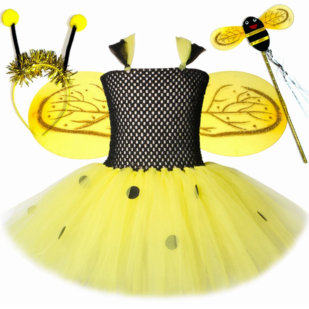 Girls Bee Costume Bumblebee Tutu Dress with Wings Set Toddler Kids  Halloween Carnival Party Honeybee Dress Up Clothes Outfits - AliExpress 1501