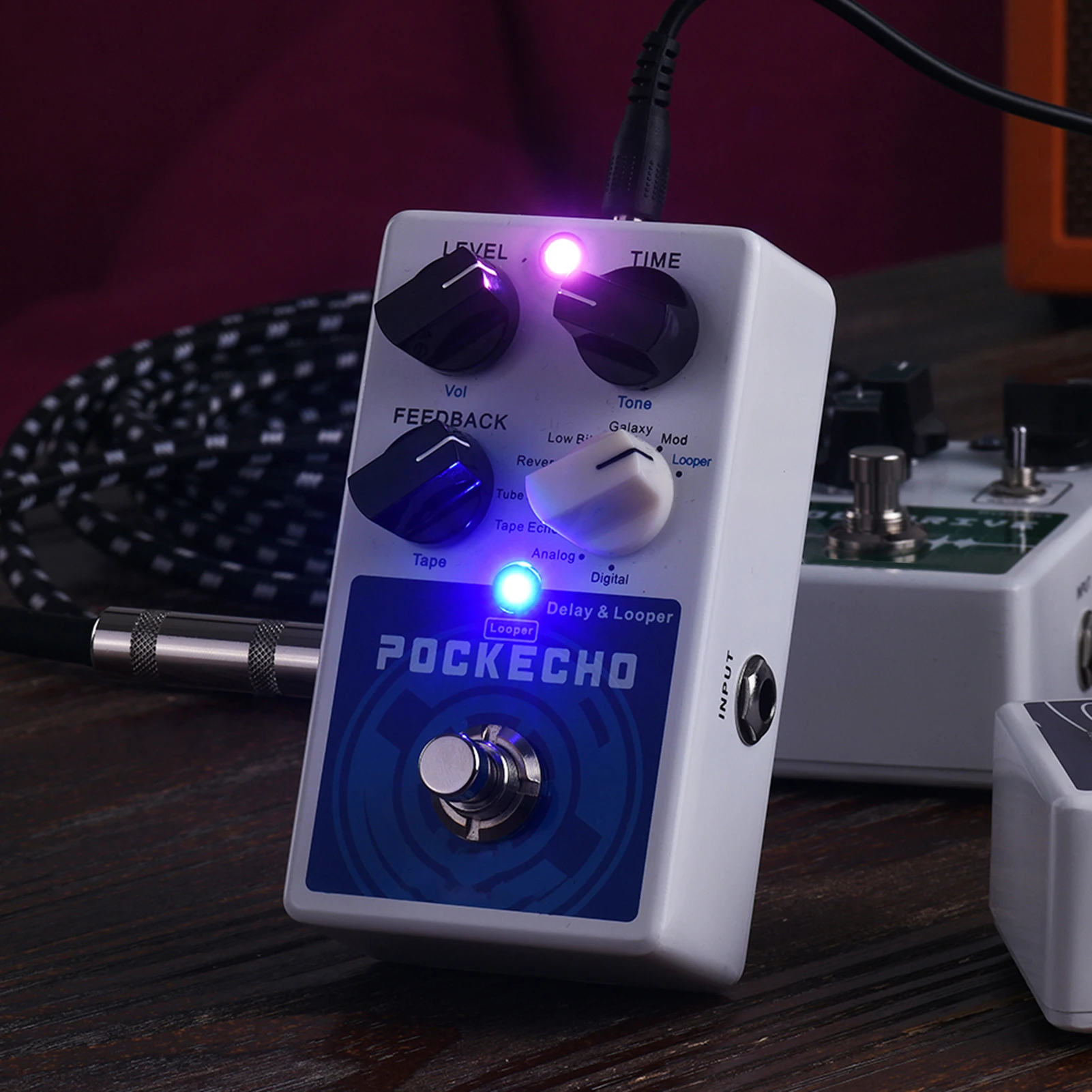 ammoon POCKECHO Guitar Effect Pedal Delay & Looper Pedal with 8 Delay Effects Max. 300s Loop Time Tap Tempo True Bypass Effects