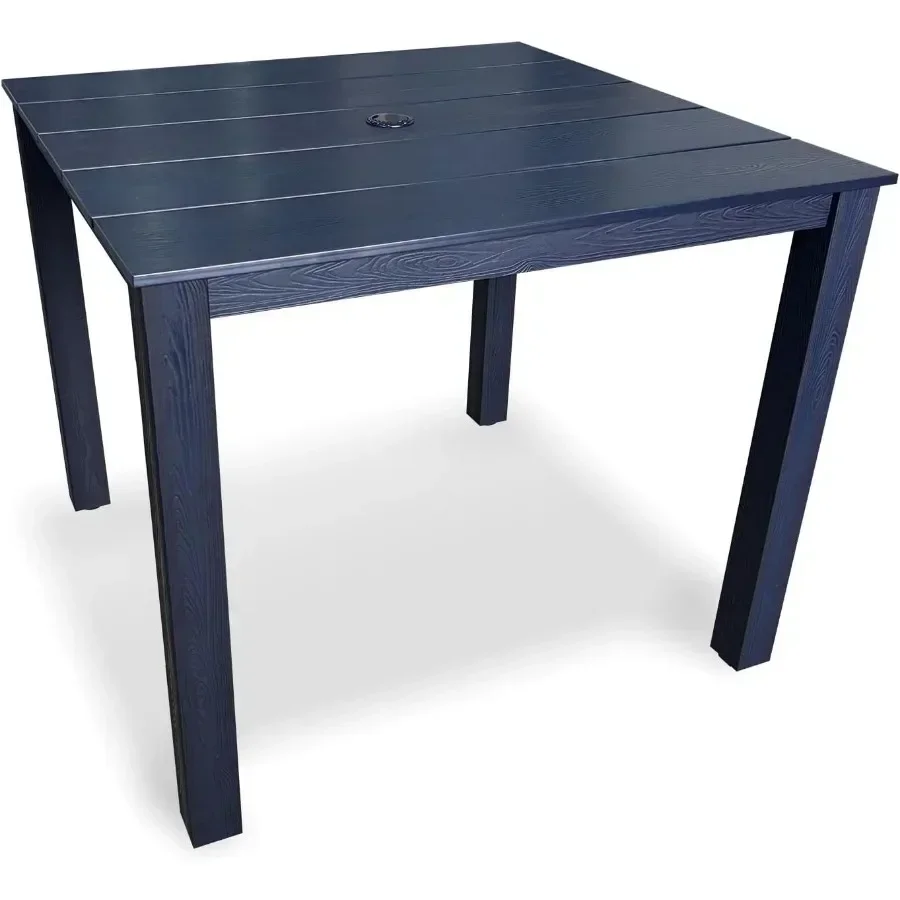 Poly Lumber Patio Dining Set, HIPS Outdoor Dining Table and Slat Back Chairs, with Umbrella Hole, Weather Resistant,1 Piece