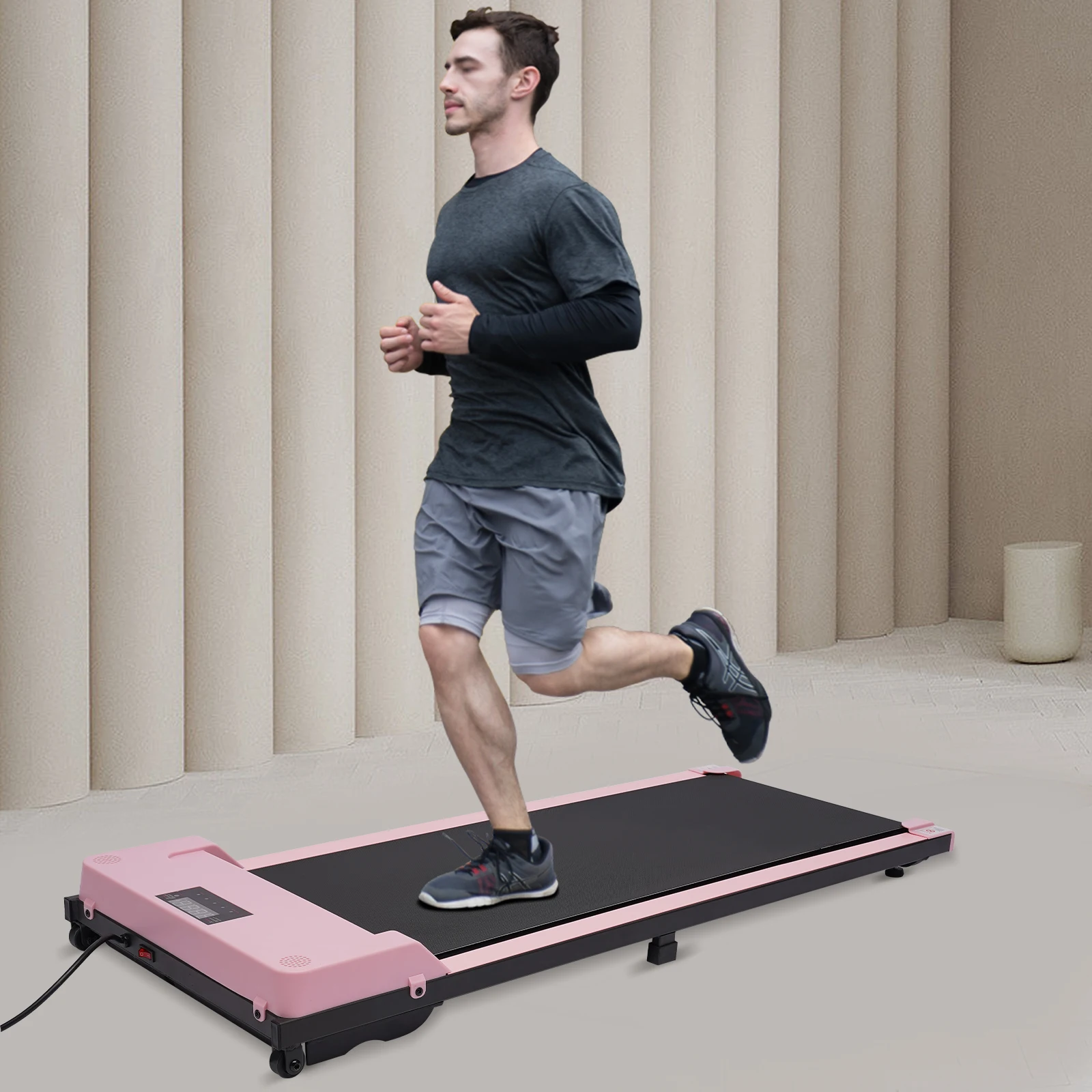 Electric Treadmill Exercise Walking Machine Ultrathin Indoor Sport Gym Equipment Pink Space Saving