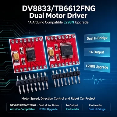TB6612FNG 1A Dual Motor Driver Board, DRV8833 Option, for Arduino, Better than L298N