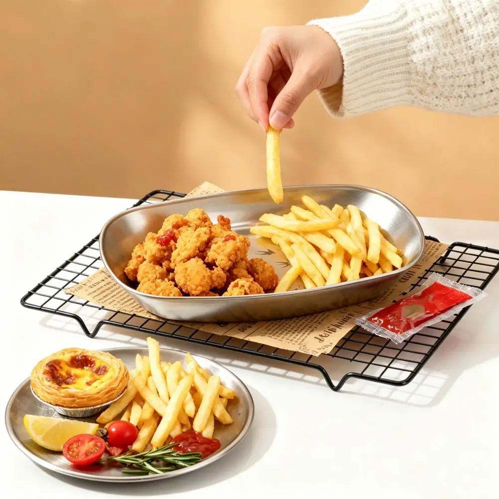 Stainless Steel Storage Tray Easy Clean Food Tray Stainless Steel Food Storage Tray with Strawberry Bear Swallow Pattern