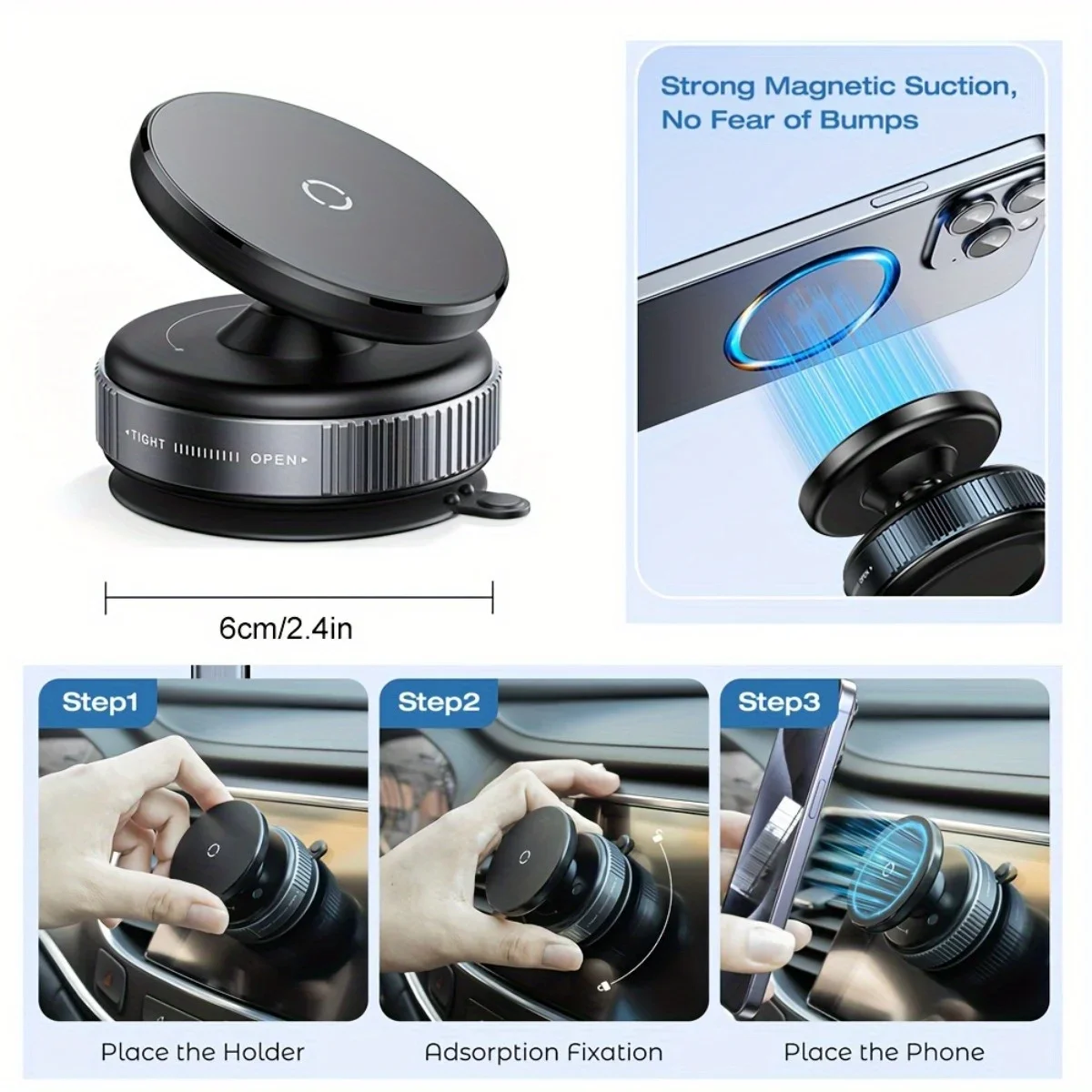 pc Hot Deal k009 Vacuum Suction Cup Magnetic Holder Double-sided Automatic Mobile 270 ° rotation Phone Holder Suitable for Cars