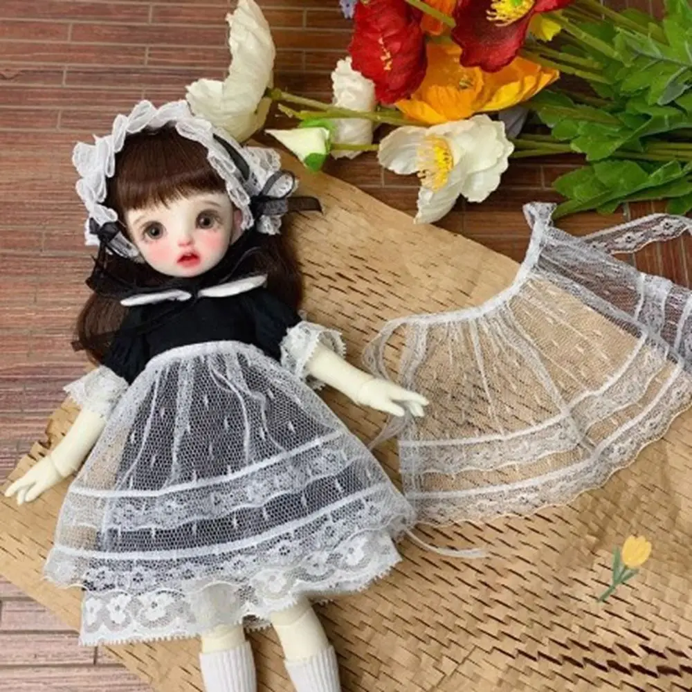 Precioso uniforme falda de sirvienta delantal hecho a mano ropa de princesa blanco y negro faldas Mini accesorios DIY para muñecas 1/4 1/6 BJD 30/45cm