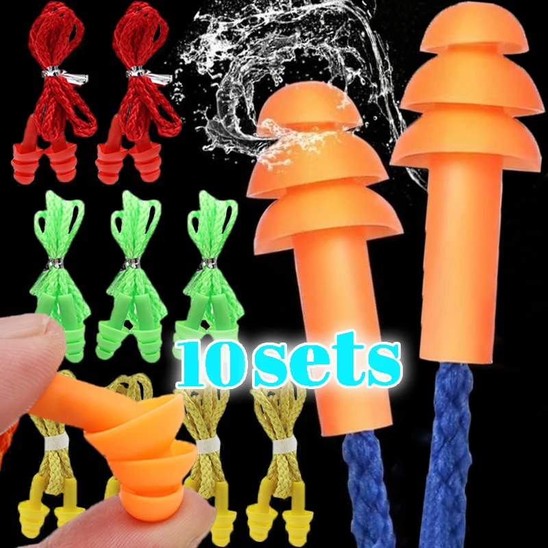 

1/5Pairs Soft Silicone Earplugs Waterproof Swimming Silicone Swim Earplugs for Adult Swimmers Diving Ear Plugs with Rope Box New