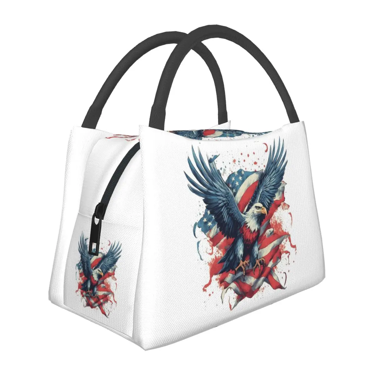 

American Heritage Eagle With US Flag Wings Lunch Bag for Women Bento Storage Food Boxes Container Cooler Thermal Lunch Box Tote