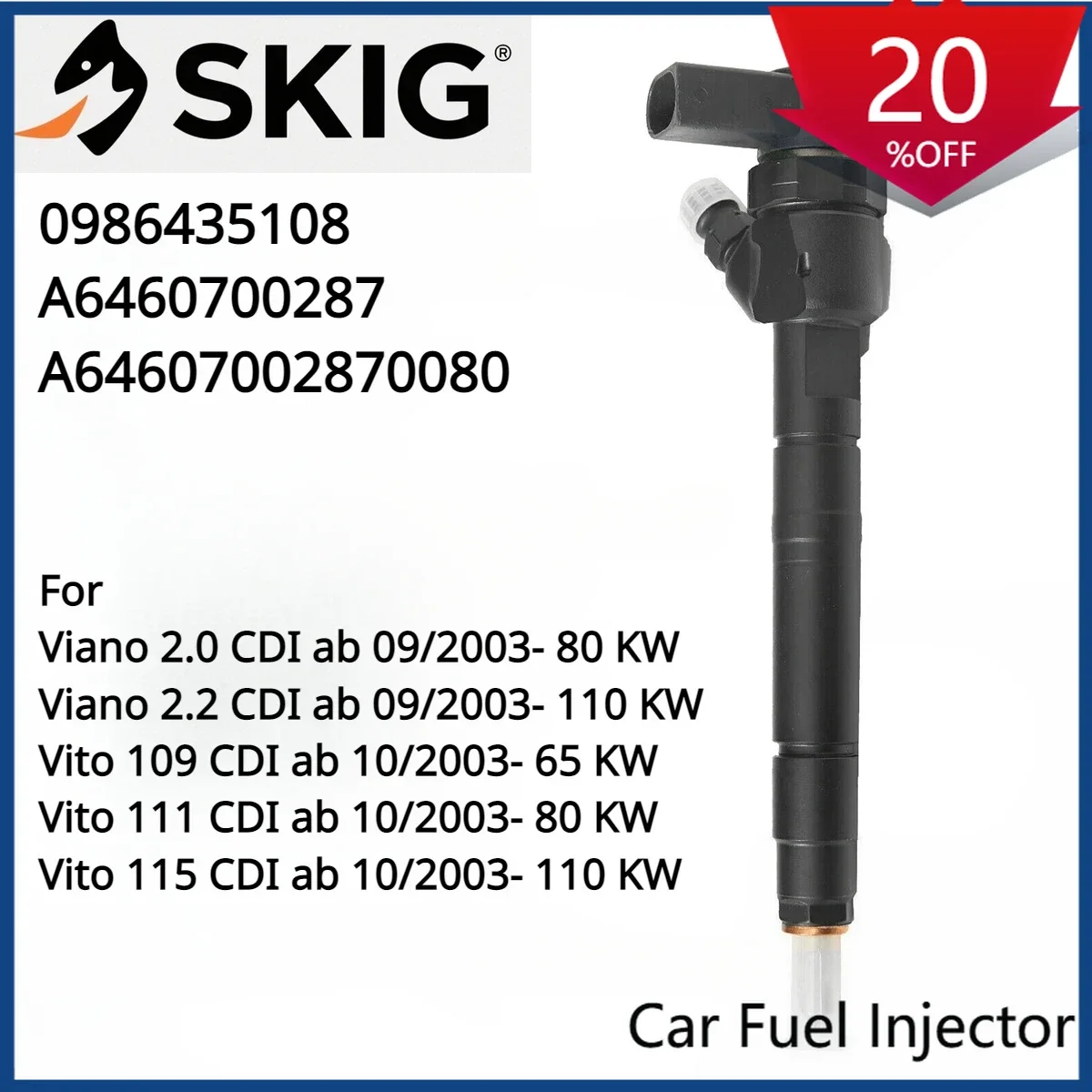 

Suitable 0445110140 A6460700287 0986435107 New Diesel Fuel Injector For Mercedes Benz W639 VITO VIANO 2.0 2.2 CDI