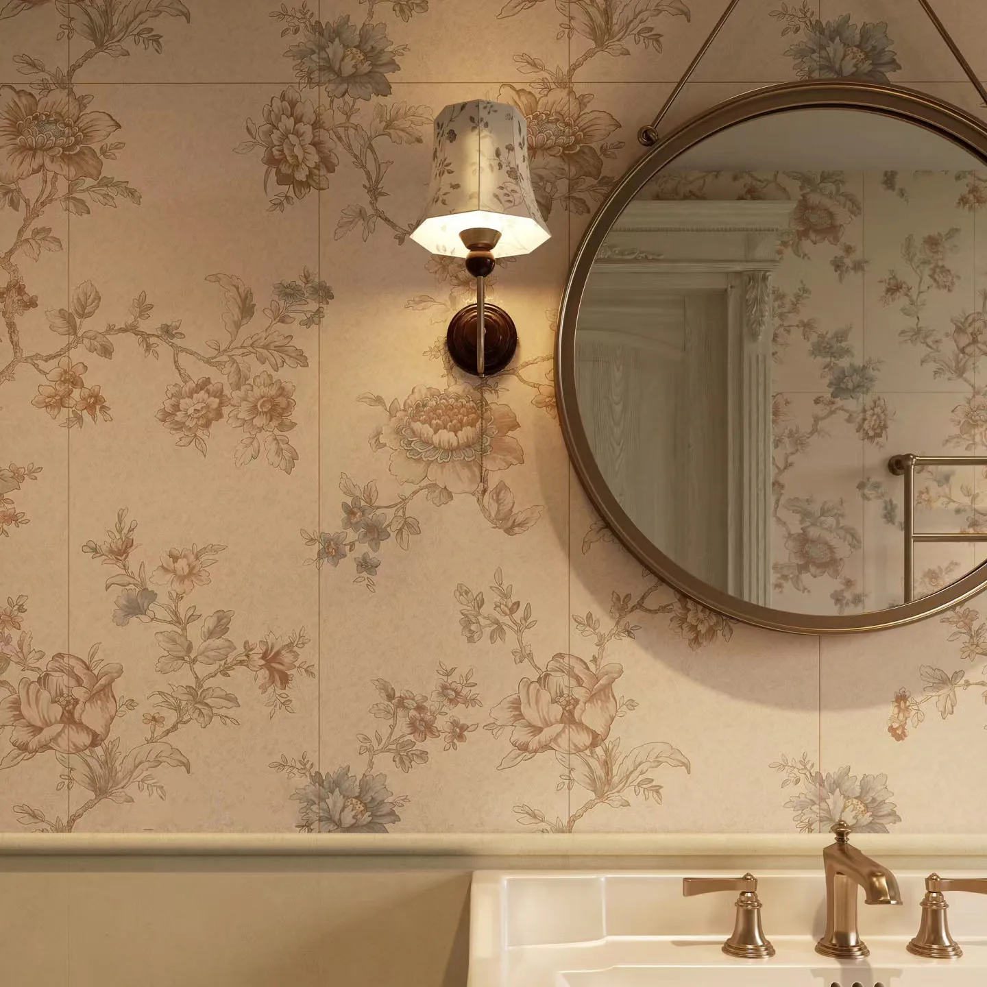 Imitation wallpaper rose tile kitchen, bathroom tile cafe background wall tile