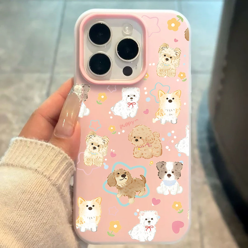 Für Xiaomi 11 Lite 5G 14T Pro 15T Pro 17 Pro Max Niedliche Welpen-Kunst-Hundehülle Stoßfeste Bonbonfarben Silikon-TPU-Schutzhülle – Detail 2