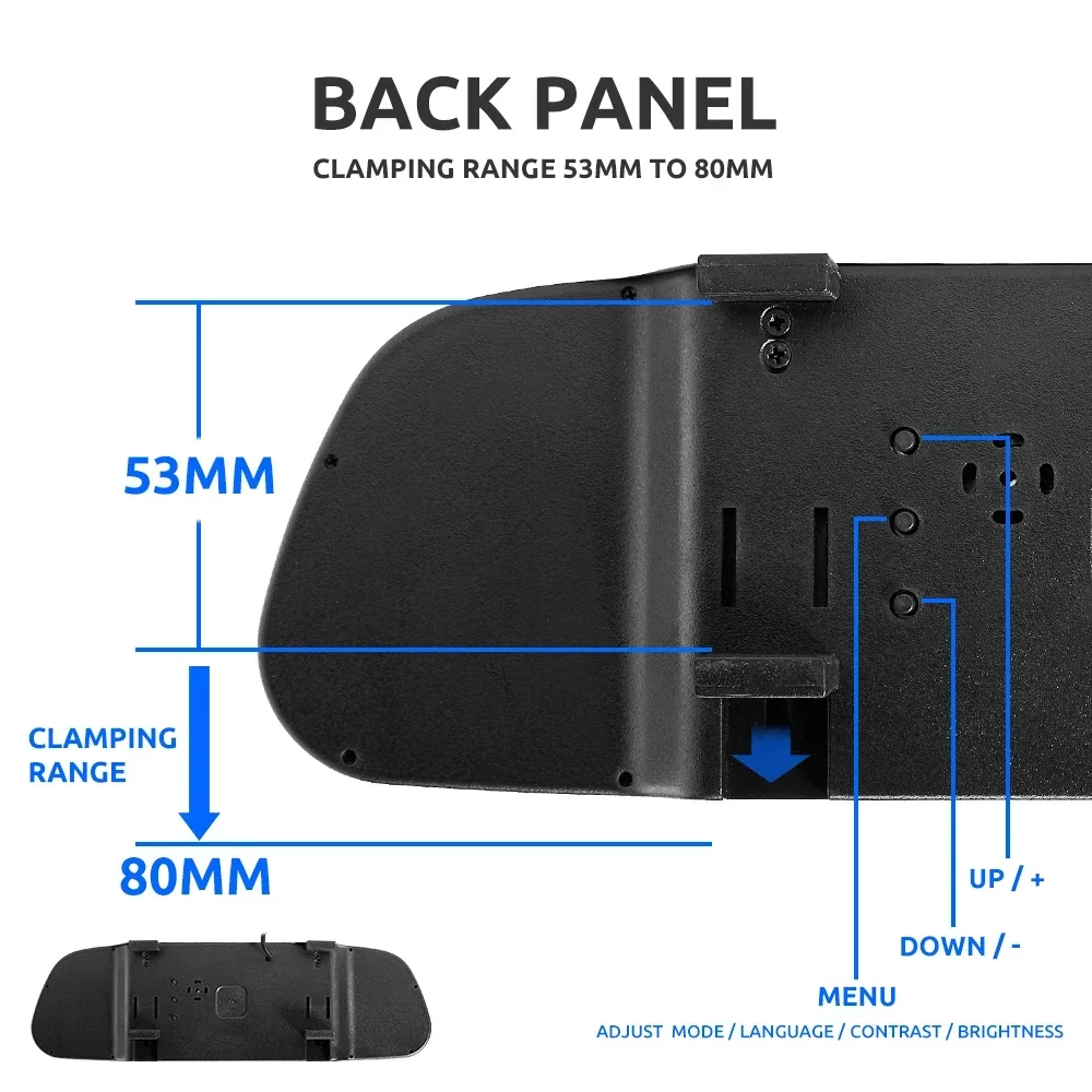 BINWEI 43 Inch Car Rear View Mirror Monitor with Reversing Camera Waterproof Night Vision HD Screen for Vehicle Parking