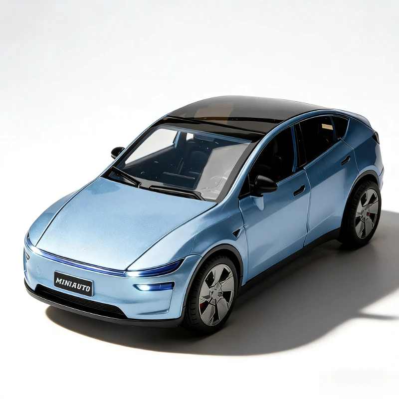 

Модель автомобиля Tesla Model Y из сплава, масштаб 1:32, имитация, игрушечная машинка на новой энергии со звуком и светом, откатывающаяся назад, детская игрушка-украшение.