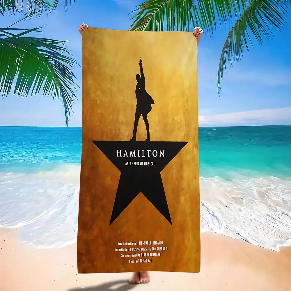 Musical Theater H-Hamilton Bath Towel Microfiber Soft Water Absorbing Breathable For Girl Kids Decorative Cartoon Beach Towel