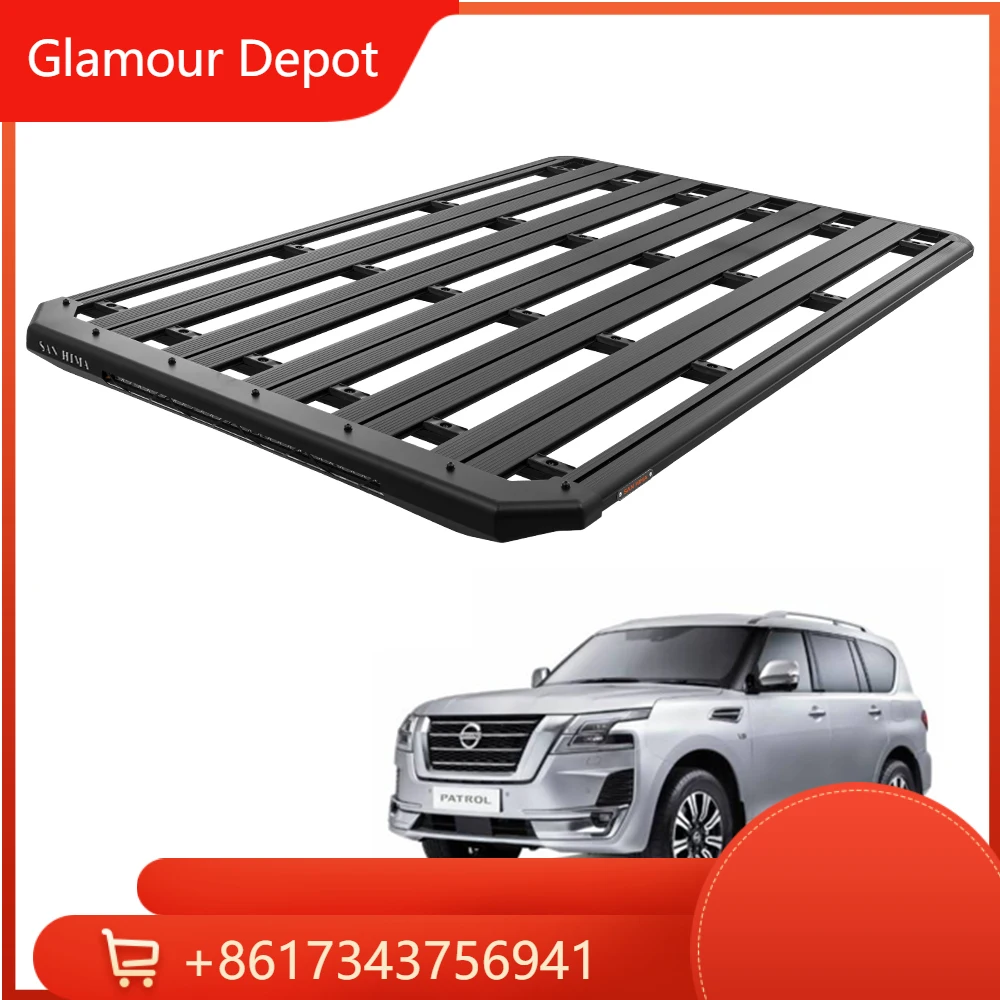 

ZZY,,4WD 4X4 Car Roof Top Luggage Rack Aluminum Platform Rack In Built 28inch LED Light Bar For Nissan Patrol GU Y62