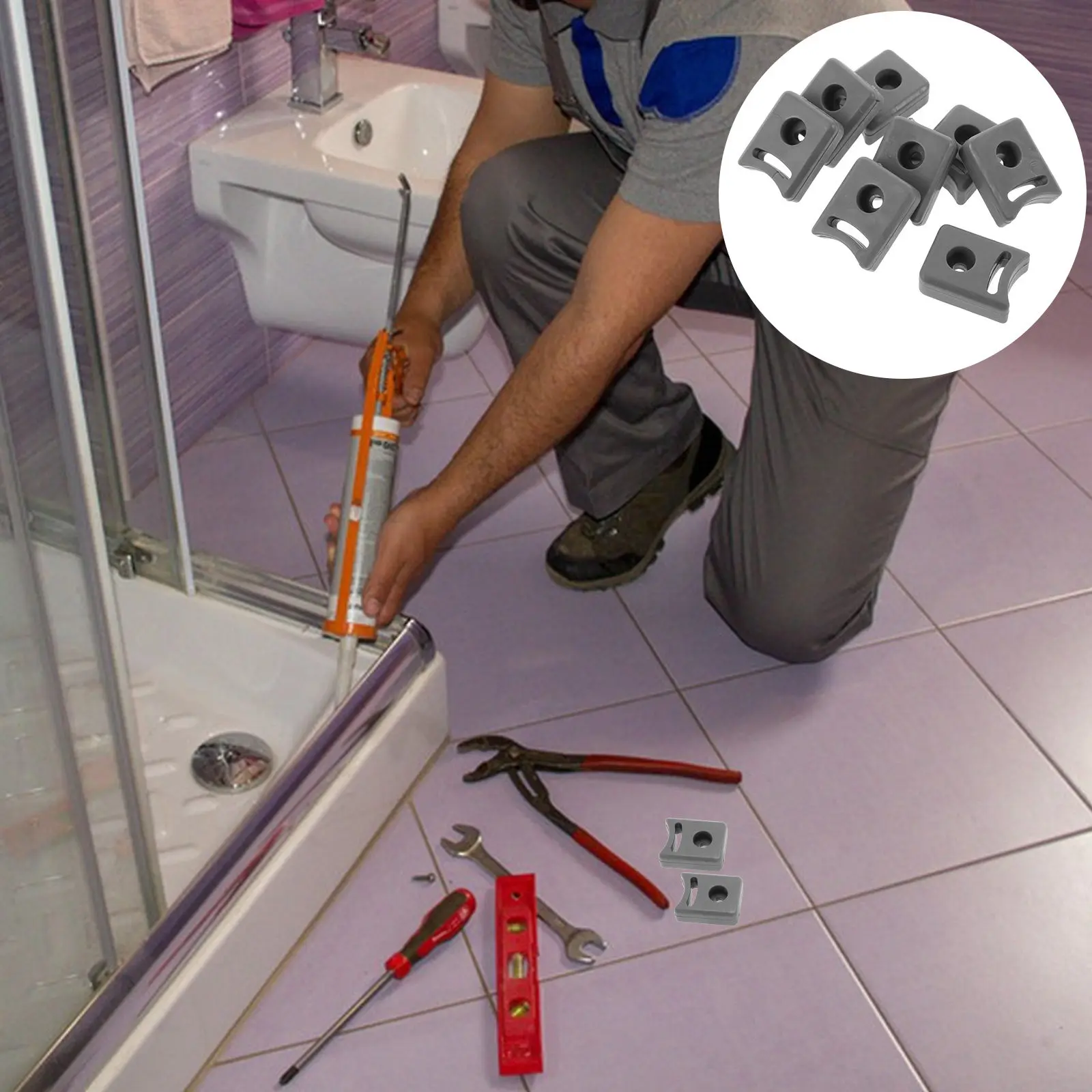 

8Pcs Bathroom Sliding Door Hardware Set Guide Bumper Anti-Collision Stops for Shower Door Longevity and Quiet