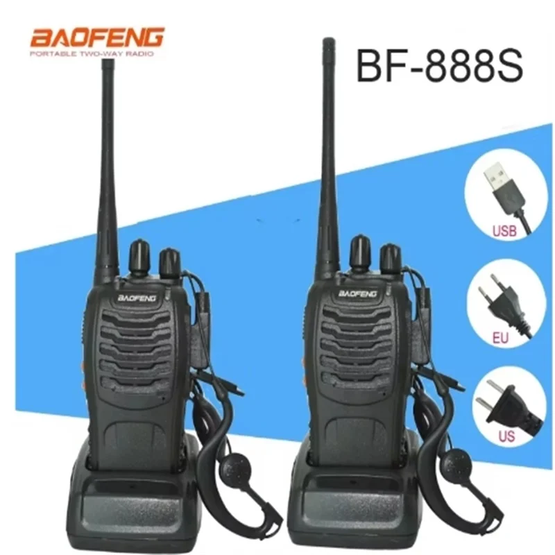 2PCS Baofeng BF-888S  Walkie Talkie 5W BF-888S Two-way Radio Set BF 888s UHF 400-470MHz 16CH Walkie-talkie Radios Transceiver