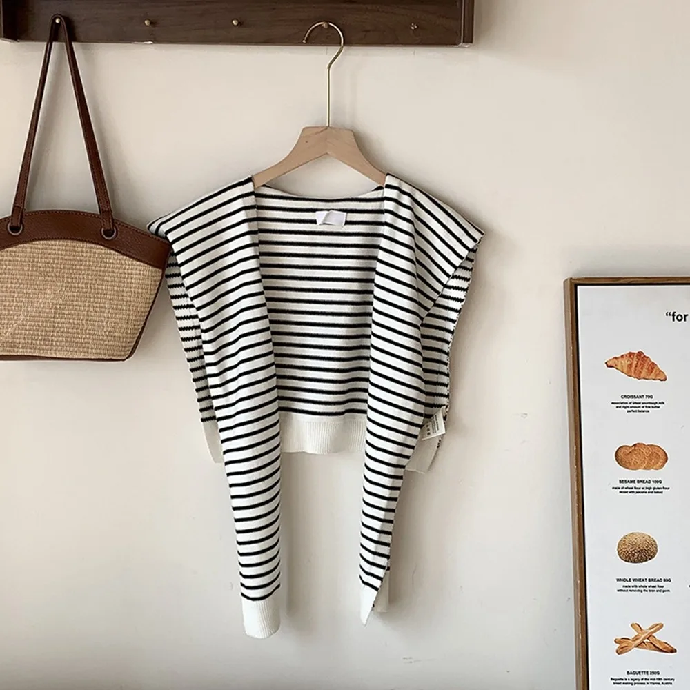 

Блузка на плечи с искусственным воротником в полоску, вязаная шаль, накидка, вязаный шарф, однотонное украшение для одежды, шерстяные шарфы, женские