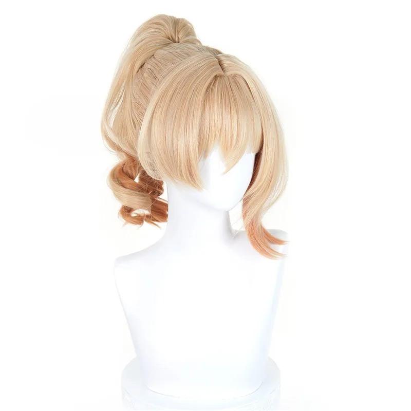 Styled Game Genshin Impact Yoimiya Cos Wig Mixed Long Ponytail Heat Resistant Synthetic Hair Women Halloween Cos Wig