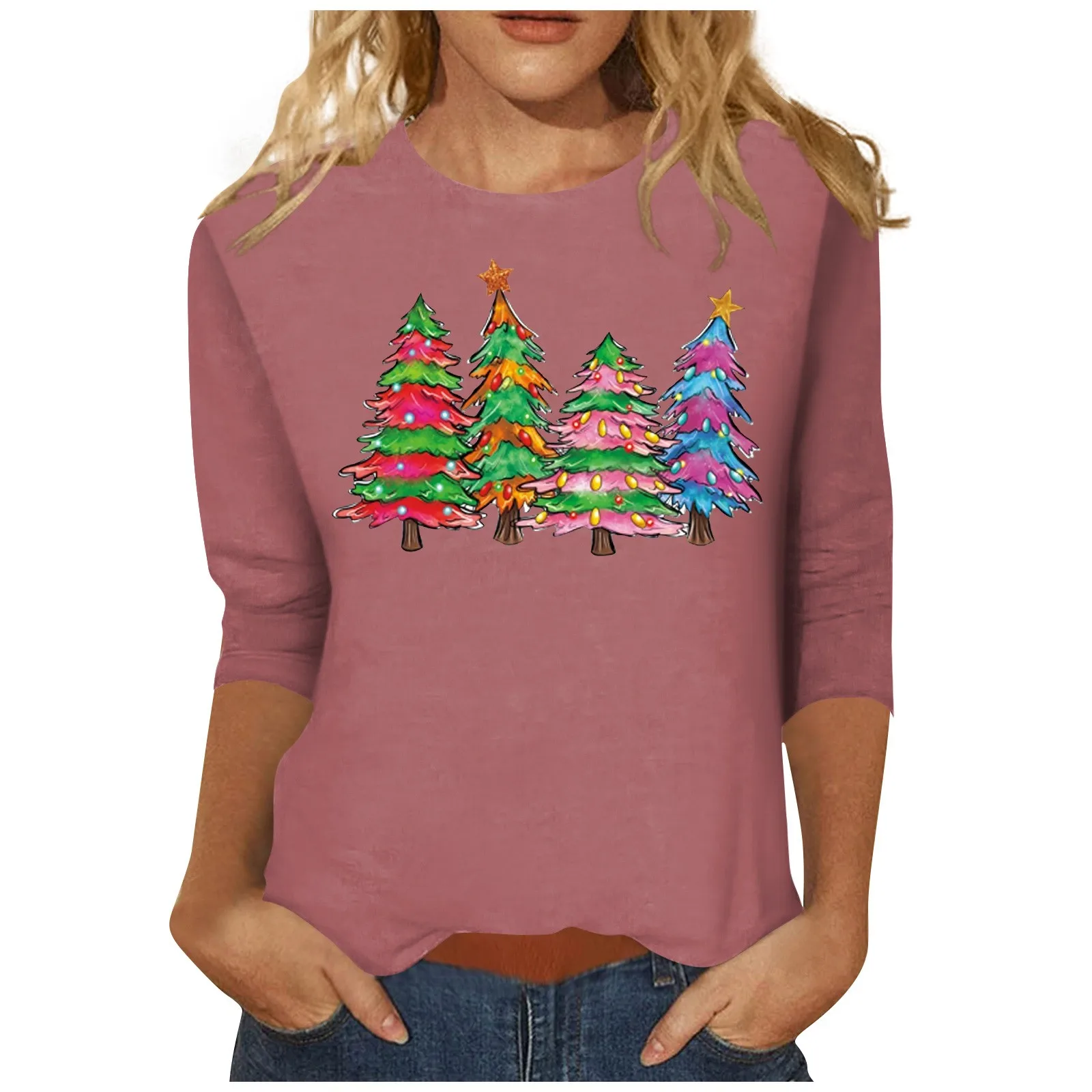 Pull à col rond pour femme, haut de Noël, loisirs urbains, bonhomme de neige de Noël, pull imprimé Kawaii, Y