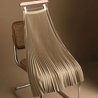 

High-End Brand Outlet Women's Spring Autumn A-Line Skirt Draped Folded mid Waist Korean Sle with ket Other Material