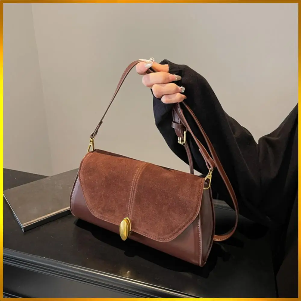 

Fashion PU Shoulder Bag Stylish Crossbody Bag Adjustable Strap Vintage Small Tote Bag Trendy Commuting Bag Slouchy Hobo Bag